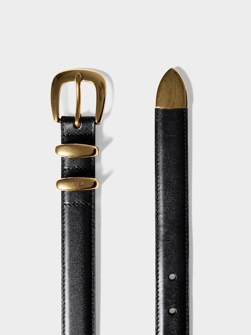 Aritzia Legendary Solid Brass Black Leather Belt L - Picture 2 of 16